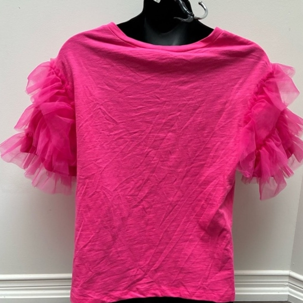 Pink Ruffle Sleeve Women's Top - Picture 2 of 3